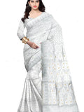 Pradip Fabrics Woven Jamdani Cotton Silk Saree (Blue)