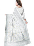 Pradip Fabrics Woven Jamdani Cotton Silk Saree (Blue)