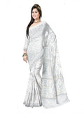 Pradip Fabrics Woven Jamdani Cotton Silk Saree (Blue)