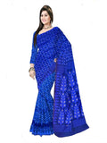 Pradip Fabrics Woven Jamdani Cotton Silk Saree (Blue)