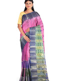 Pradip Fabrics Ethnic Women's Tant Silk Pink and Blue and Green Tri Color Saree