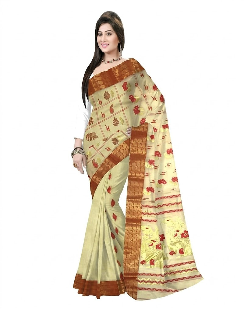 Pradip Fabrics Woven Tant Tussar Silk Saree