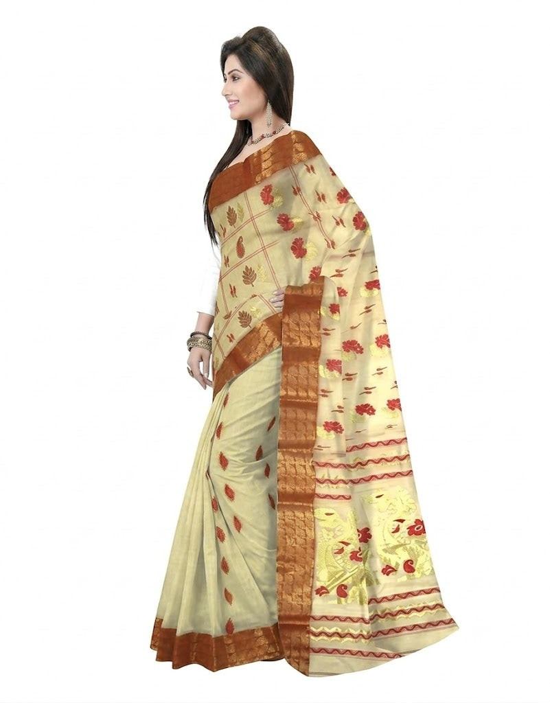 Pradip Fabrics Woven Tant Tussar Silk Saree