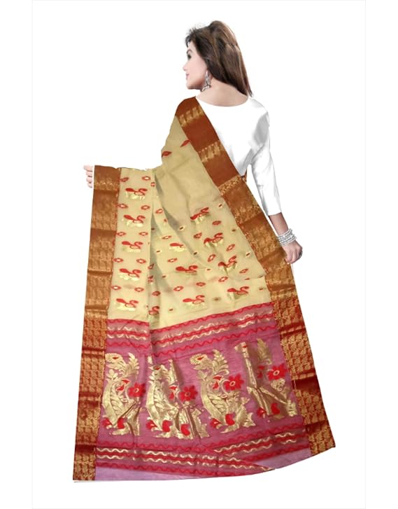 Pradip Fabrics Woven Tant Tussar Silk Saree