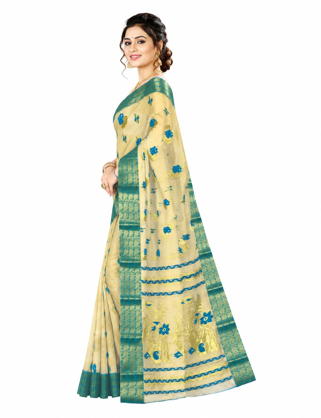 Pradip Fabrics Woven Tant Tussar Silk Saree