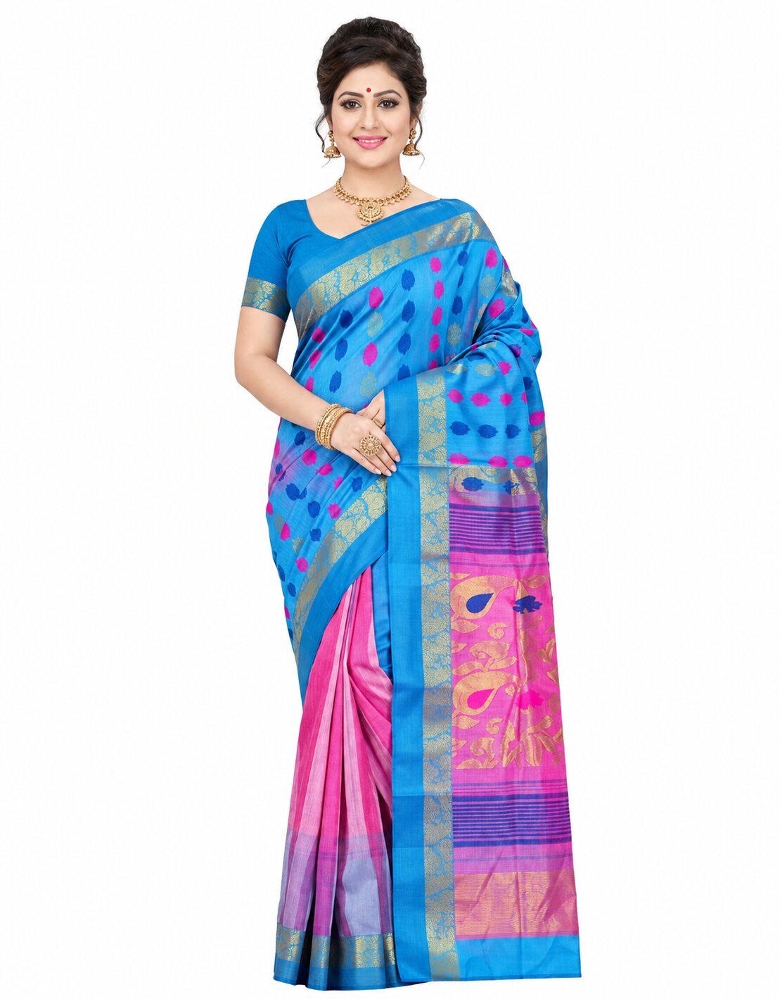 Pradip Fabrics Woven Tant Silk Blend Saree
