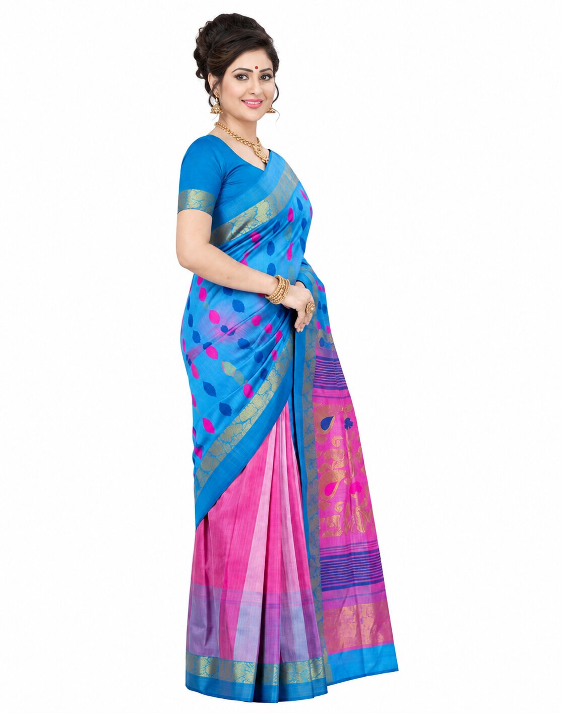 Pradip Fabrics Woven Tant Silk Blend Saree
