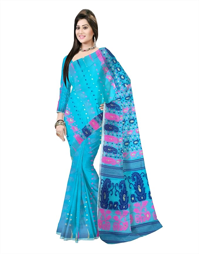 Pradip Fabrics Self Design Tant Silk Blend Saree