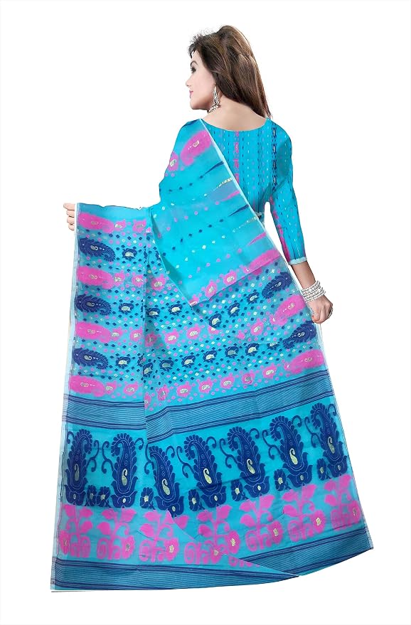 Pradip Fabrics Self Design Tant Silk Blend Saree