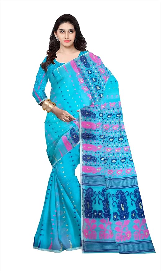 Pradip Fabrics Self Design Tant Silk Blend Saree