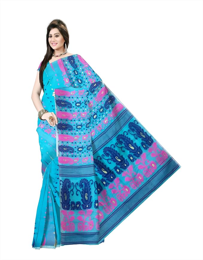 Pradip Fabrics Self Design Tant Silk Blend Saree
