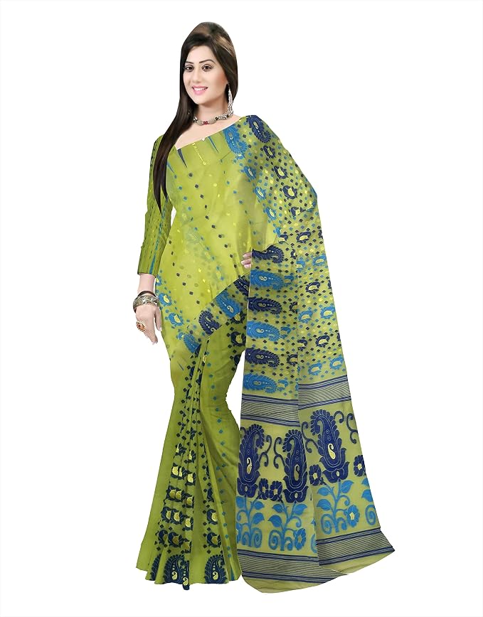 Pradip Fabrics Self Design Tant Silk Blend Saree