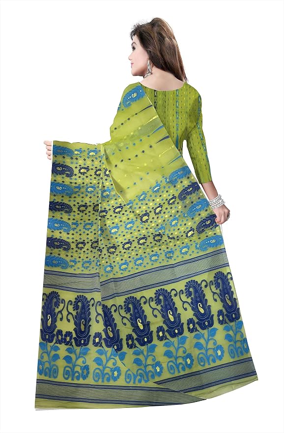 Pradip Fabrics Self Design Tant Silk Blend Saree