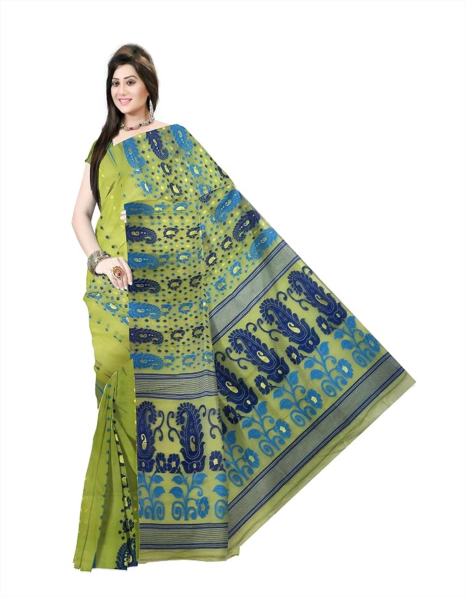 Pradip Fabrics Self Design Tant Silk Blend Saree