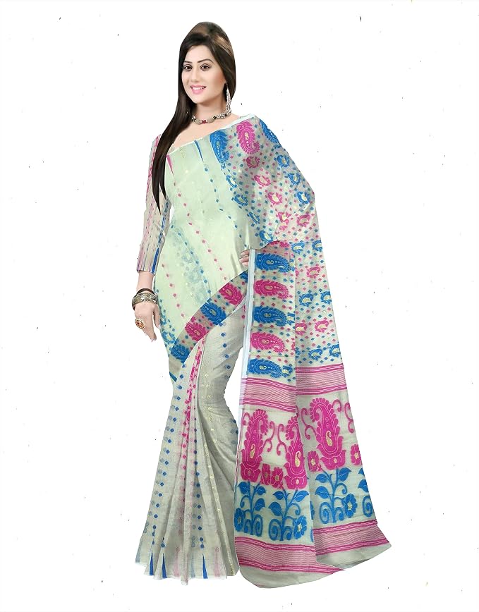Pradip Fabrics Self Design Tant Silk Blend Saree
