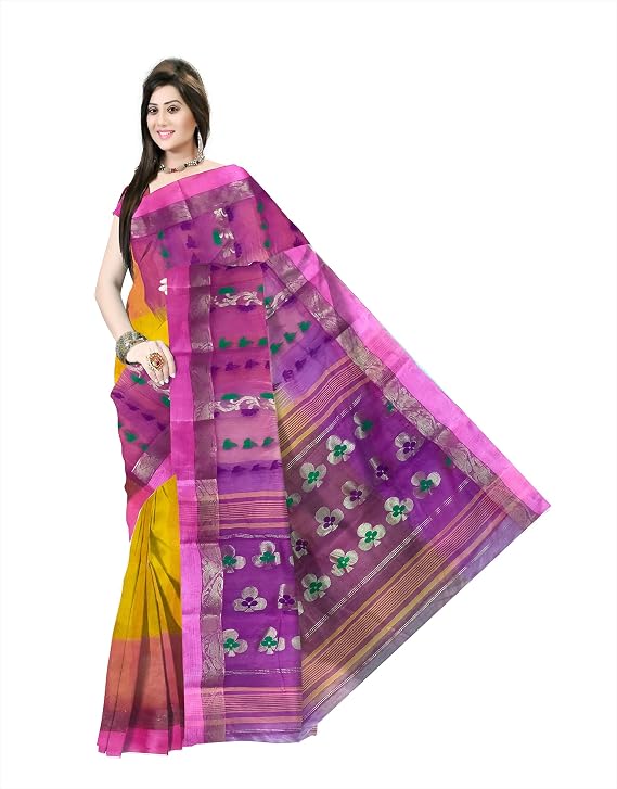 Pradip Fabrics Woven Tant Silk Blend Saree