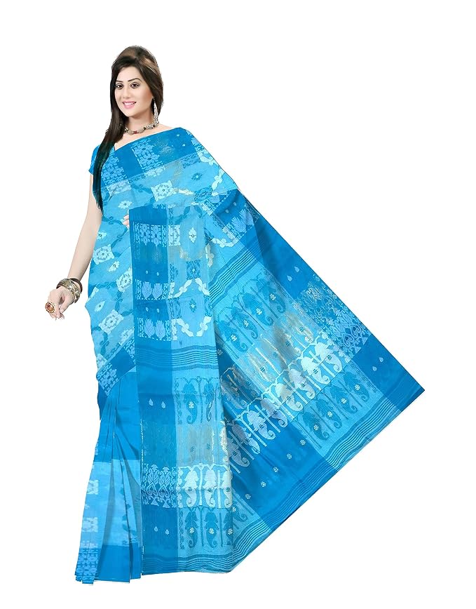 Pradip Fabrics Ethnic Women's Tant Cotton  All Over Dhakai Jamdami Saree