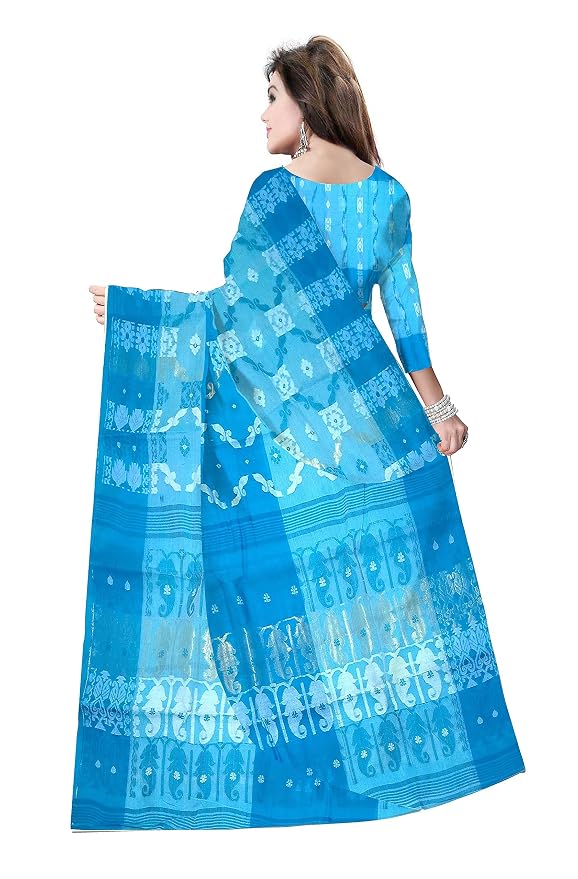 Pradip Fabrics Ethnic Women's Tant Cotton  All Over Dhakai Jamdami Saree