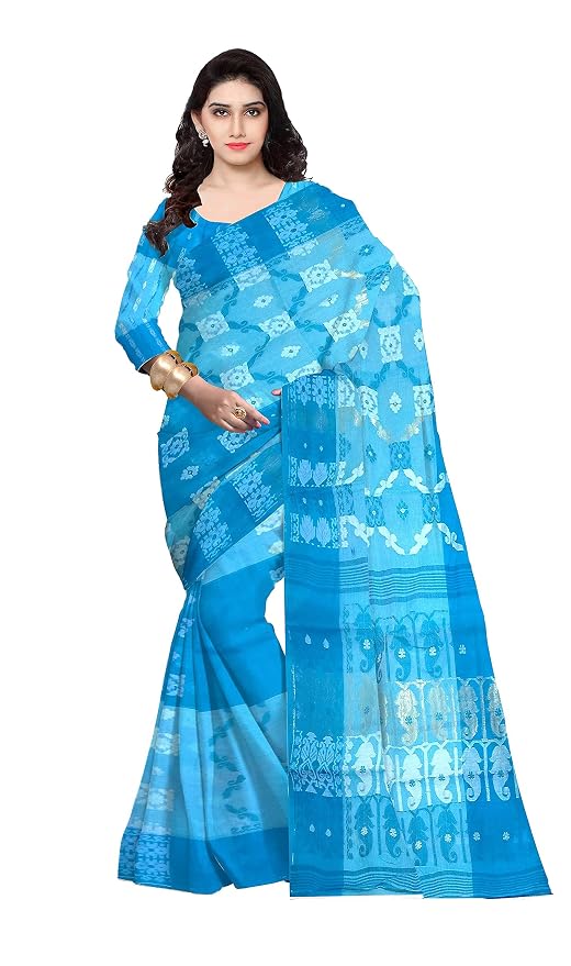 Pradip Fabrics Ethnic Women's Tant Cotton  All Over Dhakai Jamdami Saree