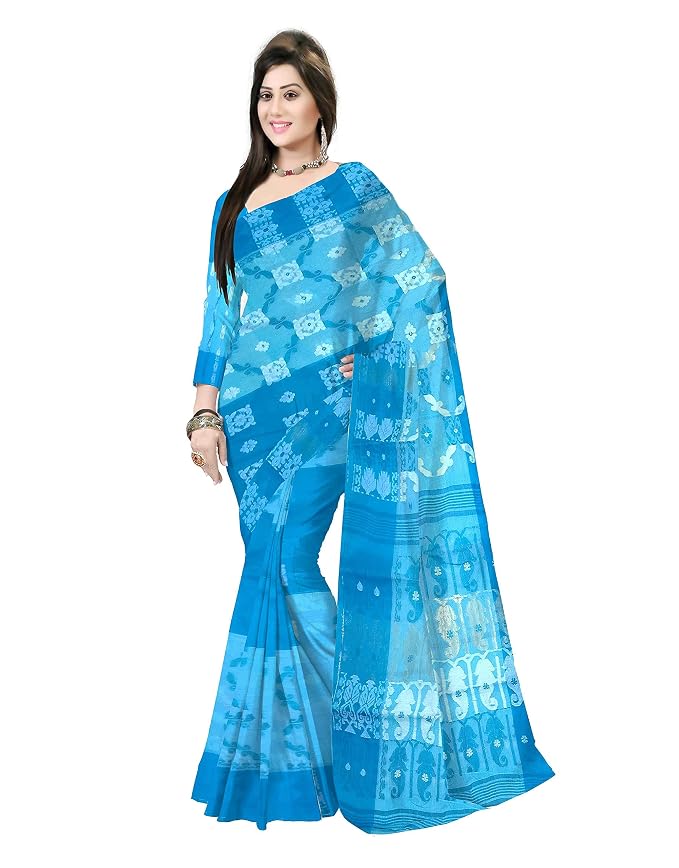 Pradip Fabrics Ethnic Women's Tant Cotton  All Over Dhakai Jamdami Saree