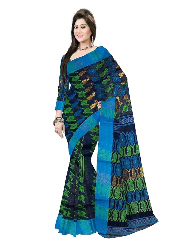 Pradip Fabrics Ethnic Women's Tant Cotton  All Over Dhakai Jamdami Saree