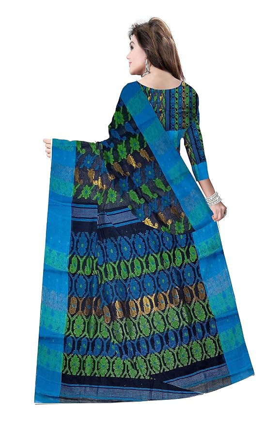 Pradip Fabrics Ethnic Women's Tant Cotton  All Over Dhakai Jamdami Saree