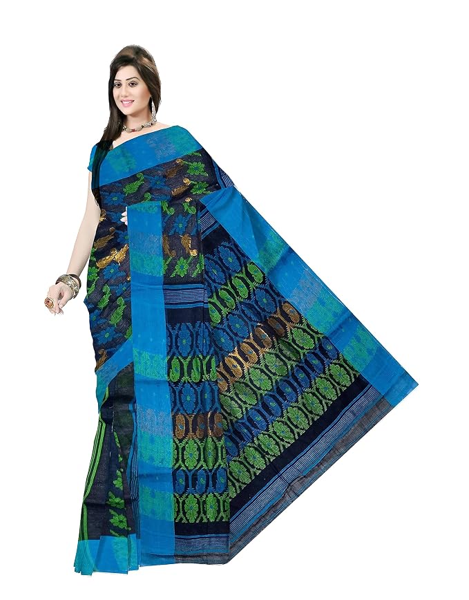 Pradip Fabrics Ethnic Women's Tant Cotton  All Over Dhakai Jamdami Saree