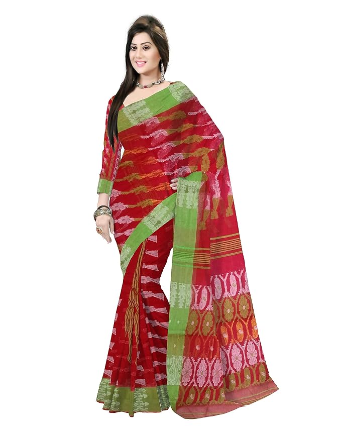 Pradip Fabrics Ethnic Women's Tant Cotton  All Over Dhakai Jamdami Saree