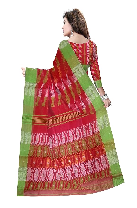 Pradip Fabrics Ethnic Women's Tant Cotton  All Over Dhakai Jamdami Saree