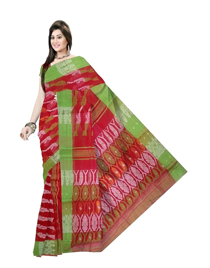 Pradip Fabrics Ethnic Women's Tant Cotton  All Over Dhakai Jamdami Saree