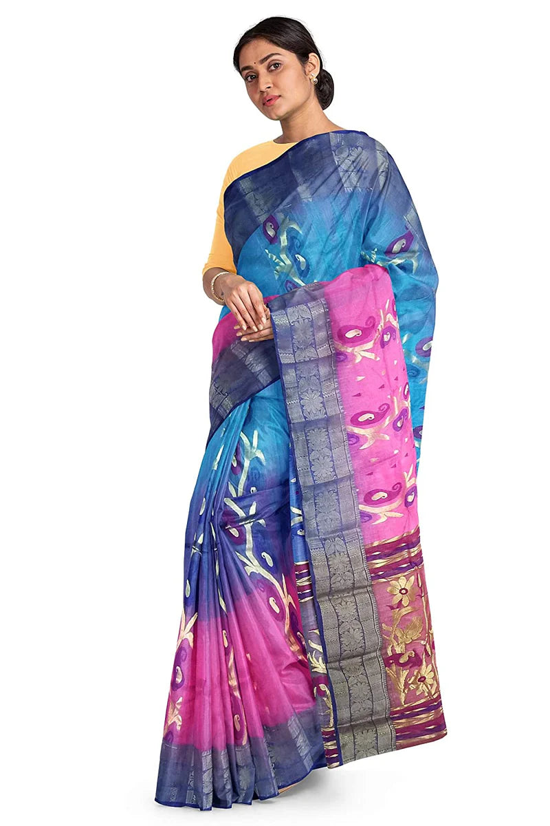 Pradip Fabrics Woven Tant Silk Blend Saree
