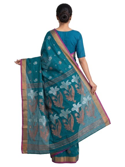 Pradip Fabrics Self Design Handloom Cotton Blend Saree.
