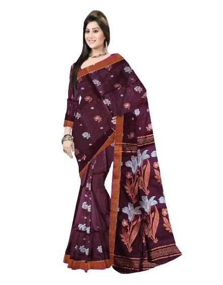 Pradip Fabrics Self Design Handloom Cotton Blend Saree.