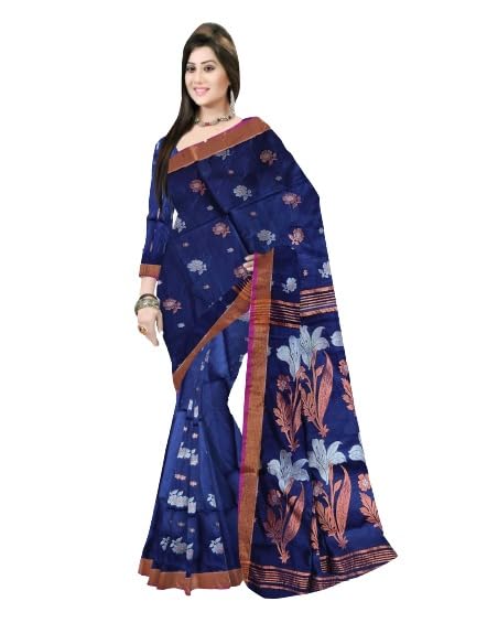 Pradip Fabrics Self Design Handloom Cotton Blend Saree.