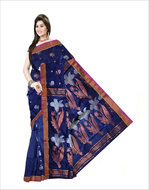 Pradip Fabrics Self Design Handloom Cotton Blend Saree.