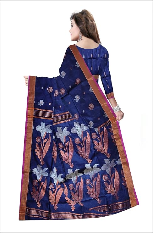 Pradip Fabrics Self Design Handloom Cotton Blend Saree.