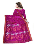 Pradip Fabrics Self Design Handloom Cotton Blend Saree.
