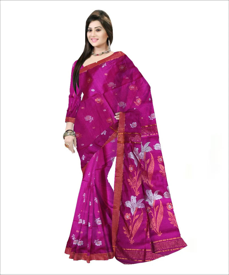 Pradip Fabrics Self Design Handloom Cotton Blend Saree.
