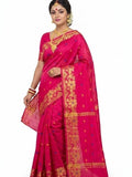 Pradip Fabrics Self Design Handloom Cotton Blend Saree (Yellow)