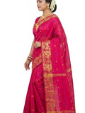 Pradip Fabrics Self Design Handloom Cotton Blend Saree (Yellow)