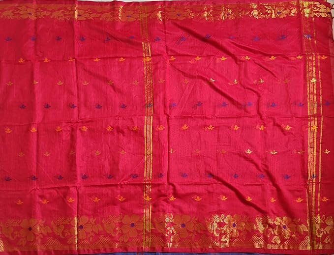 Pradip Fabrics Self Design Handloom Cotton Blend Saree (Yellow)