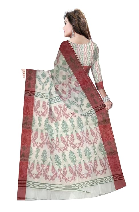Pradip Fabrics Ethnic Women's Tant Cotton  All Over Dhakai Jamdami Saree