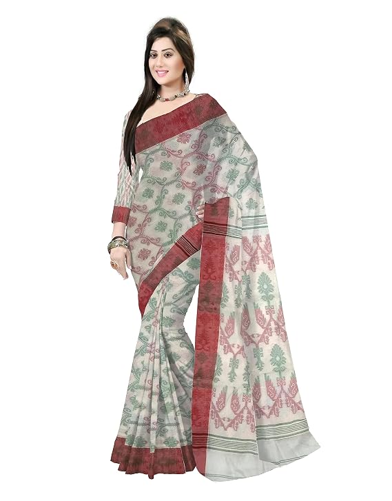 Pradip Fabrics Ethnic Women's Tant Cotton  All Over Dhakai Jamdami Saree