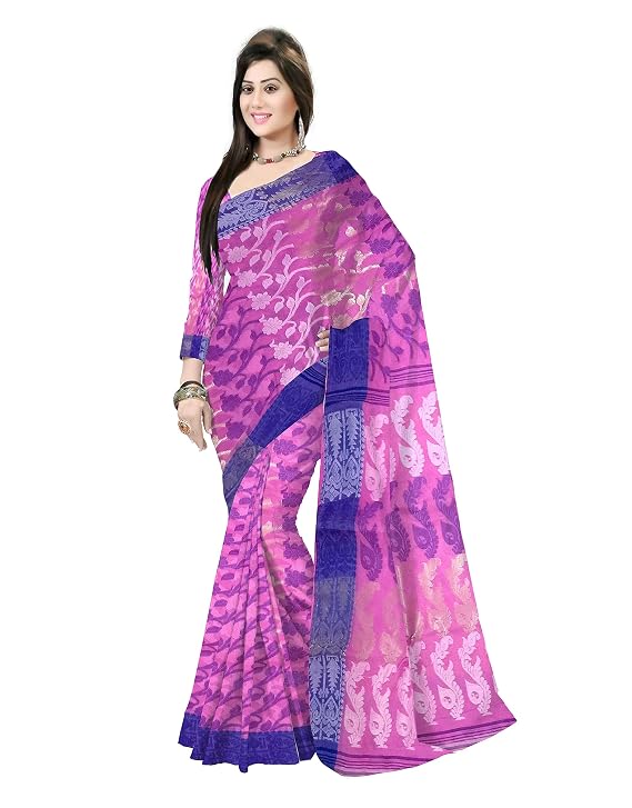 Pradip Fabrics Ethnic Women's Tant Cotton  All Over Dhakai Jamdami Saree