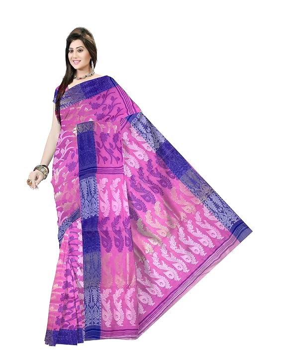 Pradip Fabrics Ethnic Women's Tant Cotton  All Over Dhakai Jamdami Saree