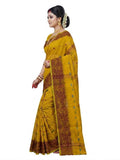 Pradip Fabrics Self Design Handloom Cotton Blend Saree (Yellow)