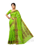Pradip Fabrics Self Design Handloom Cotton Blend Saree (Yellow)