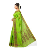 Pradip Fabrics Self Design Handloom Cotton Blend Saree (Yellow)