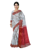 Pradip Fabrics Self Design Handloom Cotton Blend Saree (Yellow)