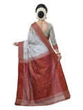 Pradip Fabrics Self Design Handloom Cotton Blend Saree (Yellow)